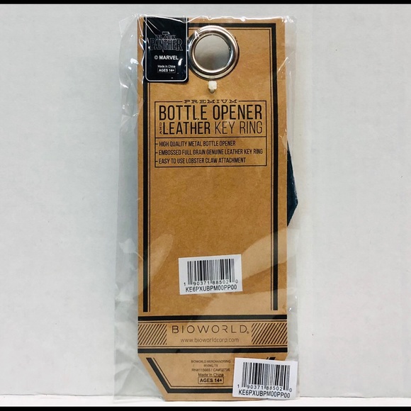 Black panther bottle opener leather key ring - Picture 2 of 2